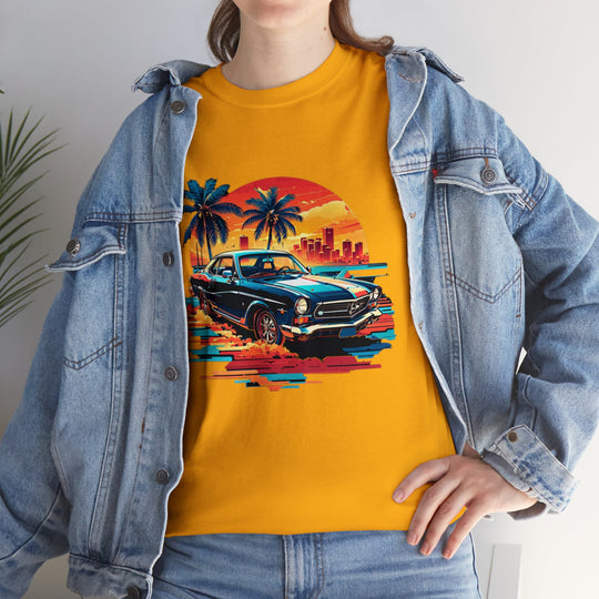 Classic Car Beach Sunset T-shirt   - Vintage City Fashion