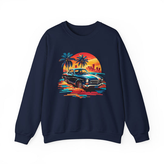 Classic Car Beach Sunset Sweatshirt - Vintage City Fashion