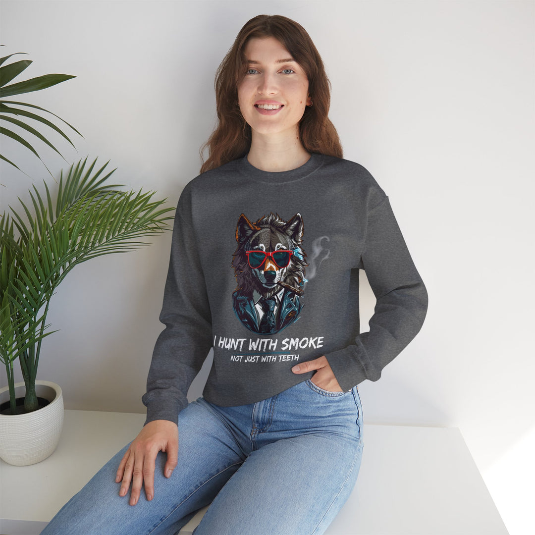 Cool Wolf Legend Sweatshirt - I Hunt With Smoke Not Just With Teeth