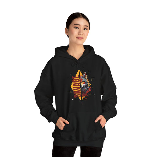 Savage Flame Wolf Hoodie - Heat of the Wild