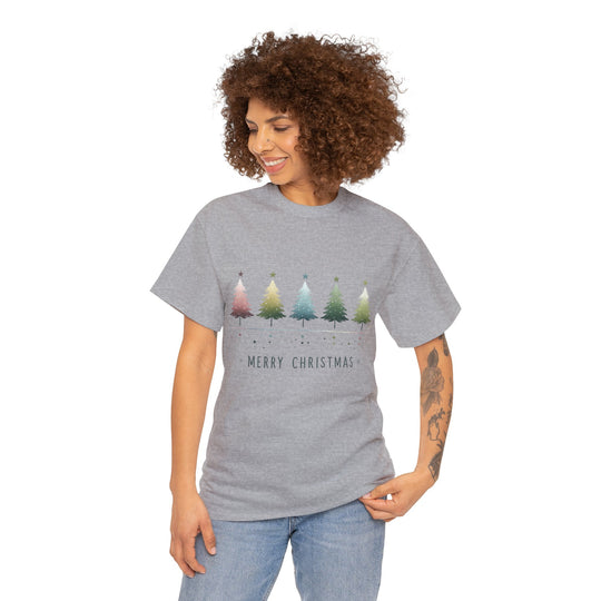 Pastel Forest Noel Christmas Trees Unisex T Shirt - Wave Fusions