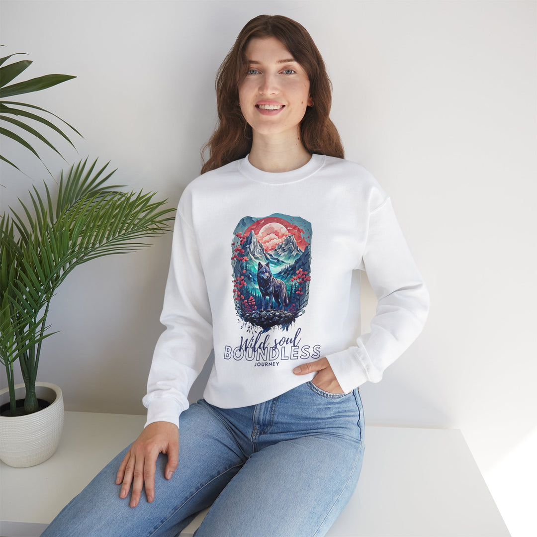 Wild Soul Endless Journey Sweatshirt - Mountain Wolf Spirit