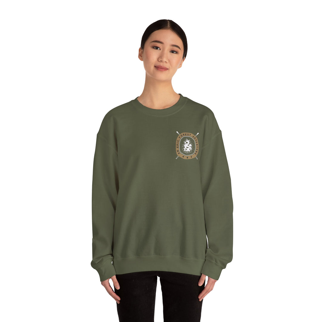 Epic Forest Wanderer Sweatshirt - Distressed Wilderness Badge Design