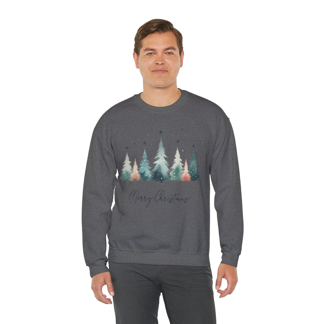 Stars & Snow Cute Christmas Trees Unisex Sweatshirt - Wave Fusions