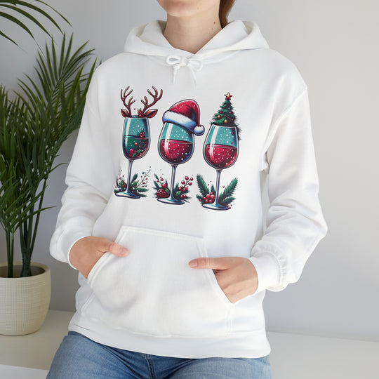 Wine Christmas Spirit Glasses Unisex Hoodie - Wave Fusions