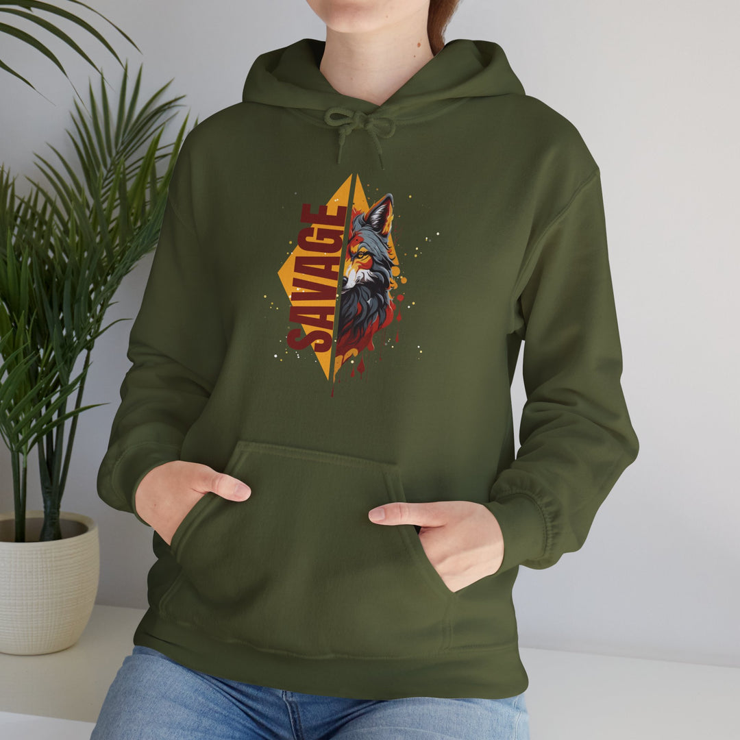 Savage Flame Wolf Hoodie - Heat of the Wild