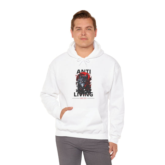 Anti-Living Wolf Hoodie - Dark Rebel Attire