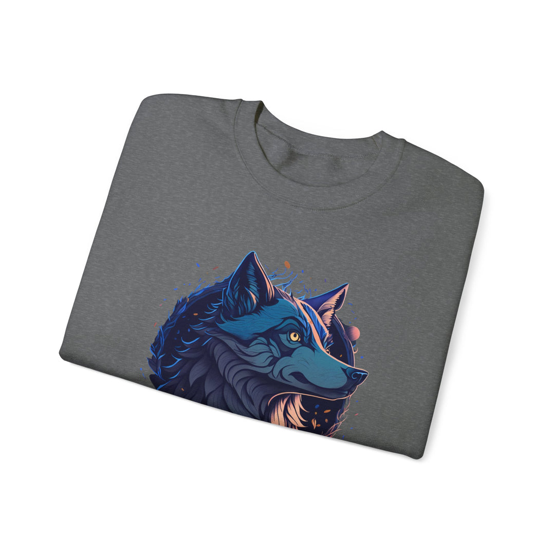 Lone Wolf Majesty Sweatshirt- Vibrant Wilderness