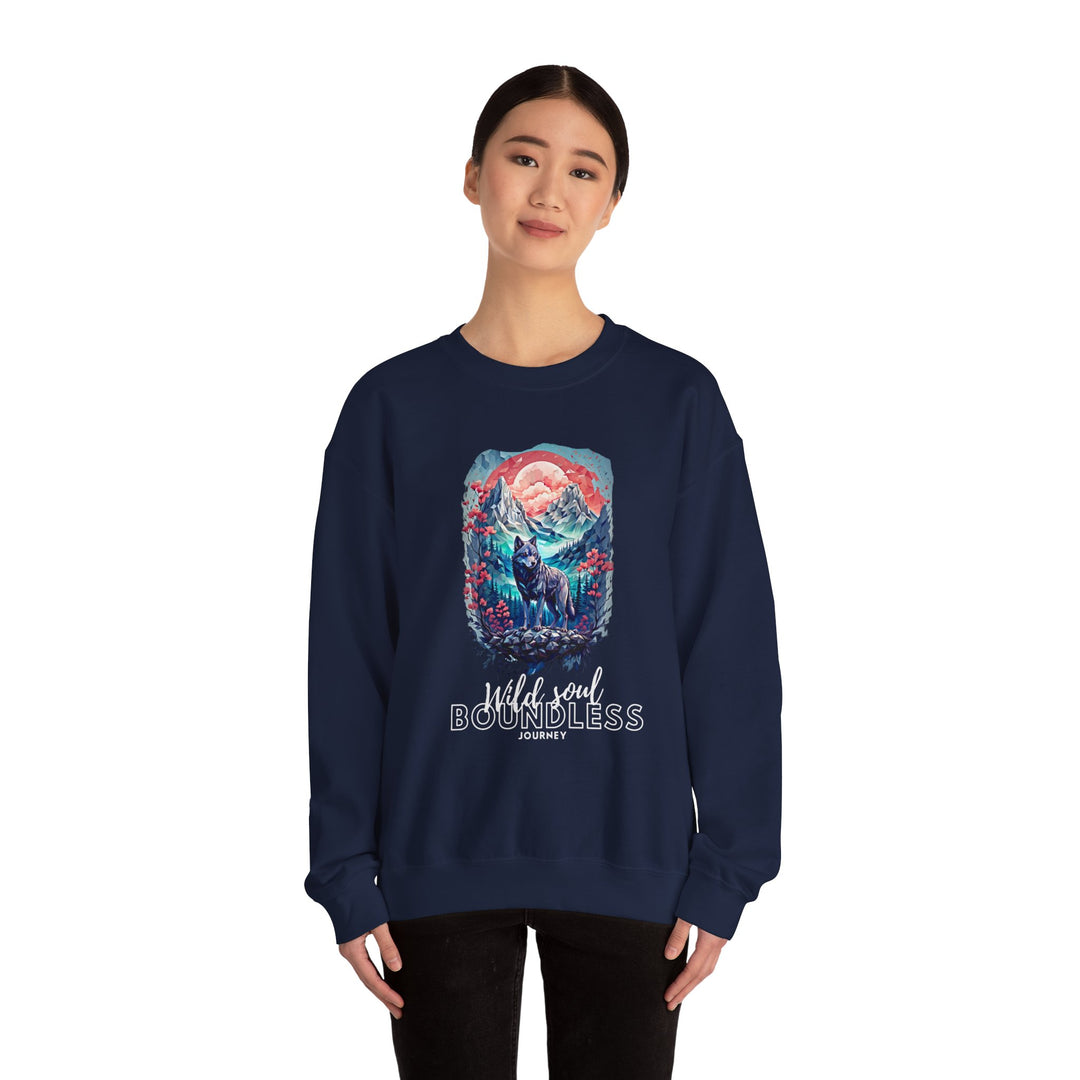 Wild Soul Endless Journey Sweatshirt - Mountain Wolf Spirit