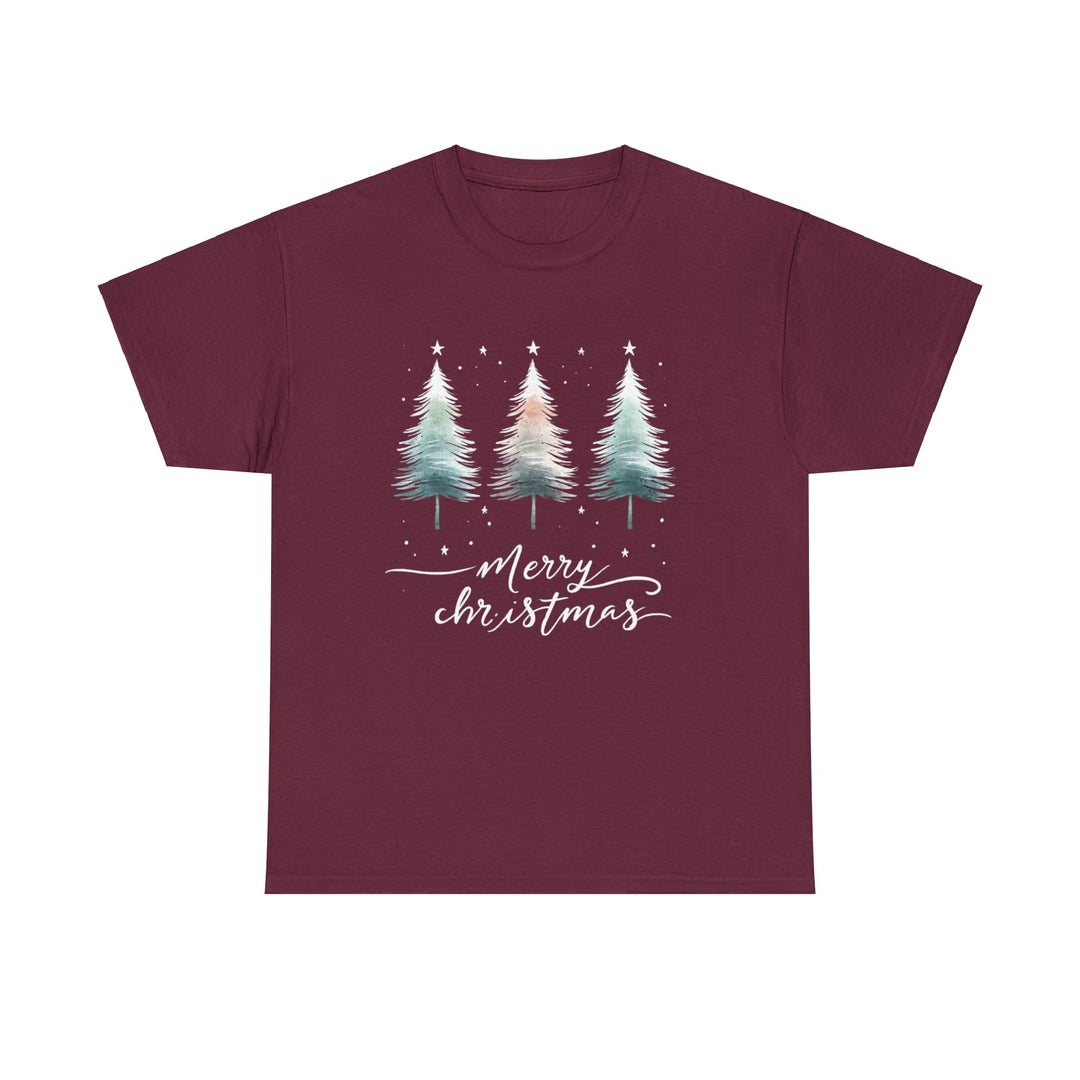 Starry Night Watercolor Christmas Trees Unisex T Shirt - Wave Fusions