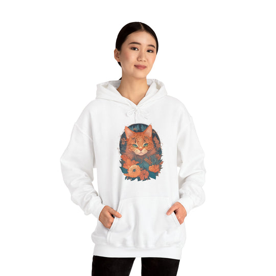 Garden Gaze Cat Petals and Paws Hoodie - Blooming Cat