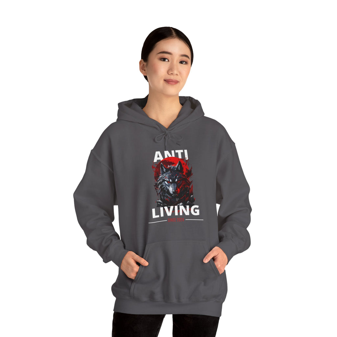 Anti-Living Wolf Hoodie - Dark Rebel Attire