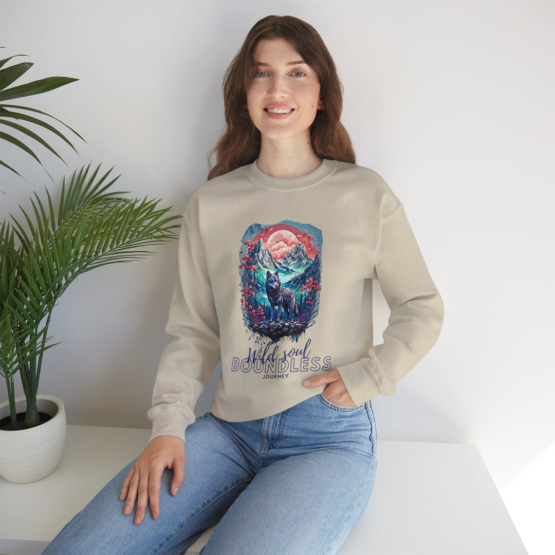 Wild Soul Endless Journey Sweatshirt - Mountain Wolf Spirit