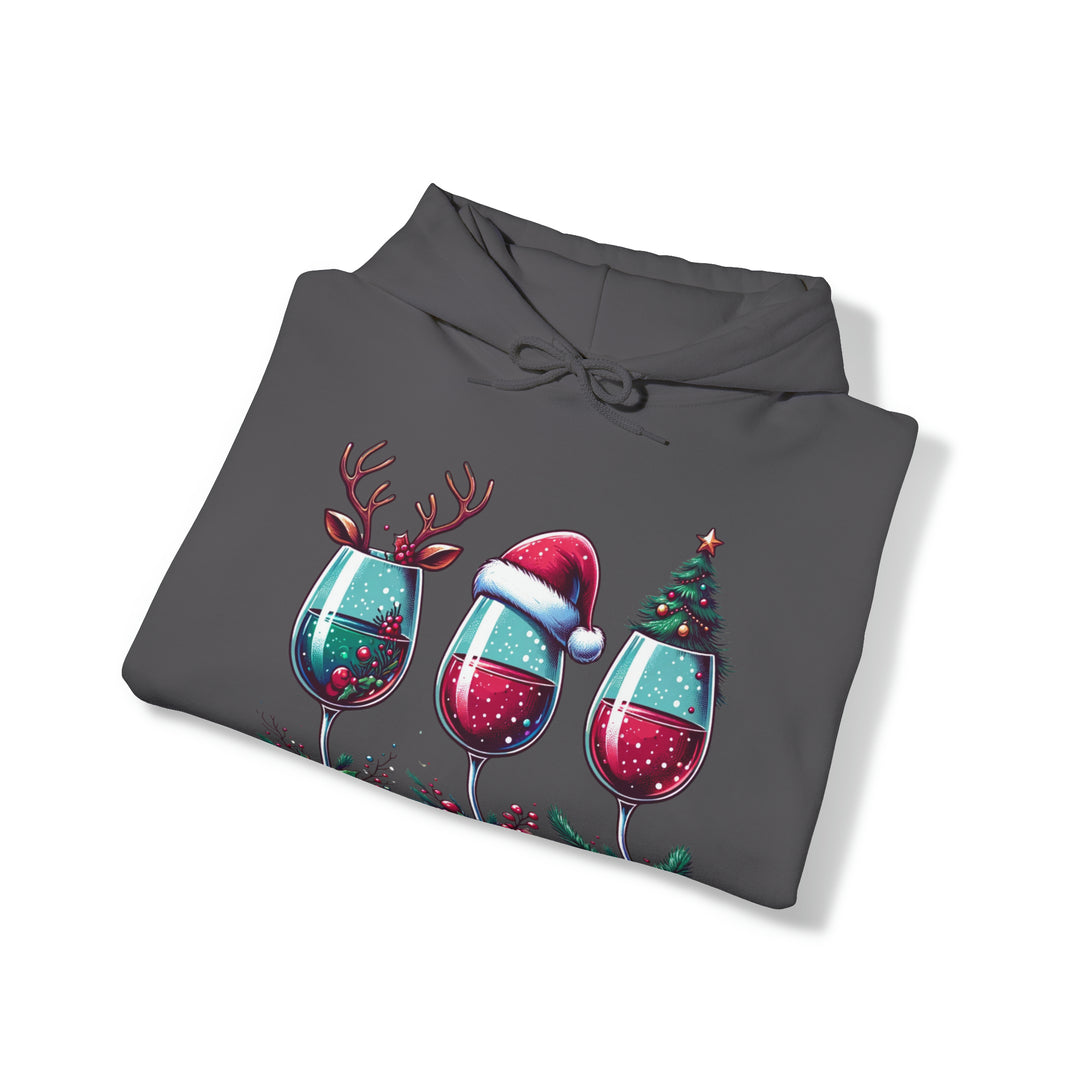 Wine Christmas Spirit Glasses Unisex Hoodie - Wave Fusions