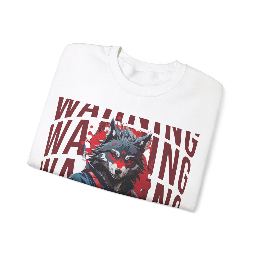 Warning! Warrior Wolf Sweatshirt - Majestic Wolf