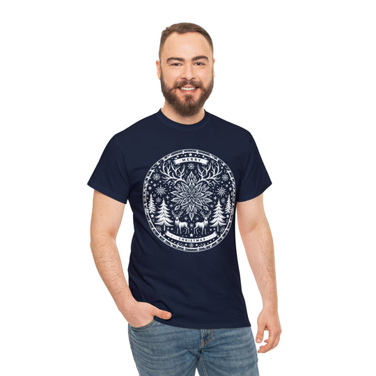 Snowflake Majesty Christmas Medallion Unisex T Shirt - Wave Fusions