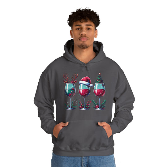 Wine Christmas Spirit Glasses Unisex Hoodie - Wave Fusions