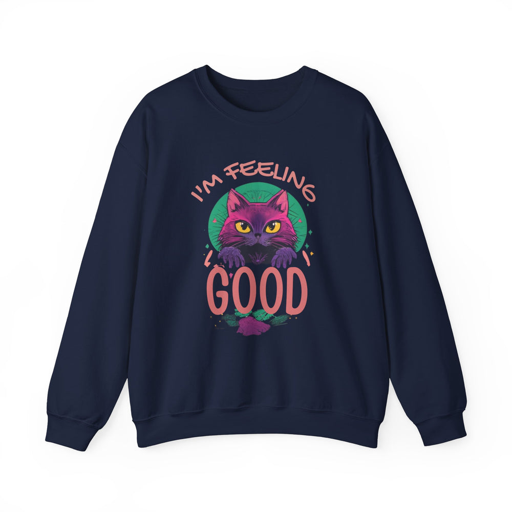 Feelin' Good Feline Sweatshirt - Vibrant Vibes Cat