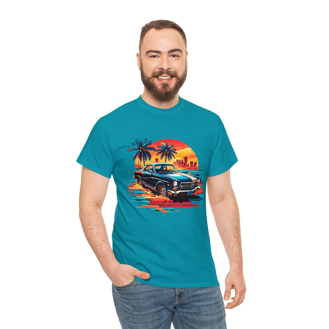 Classic Car Beach Sunset T-shirt   - Vintage City Fashion