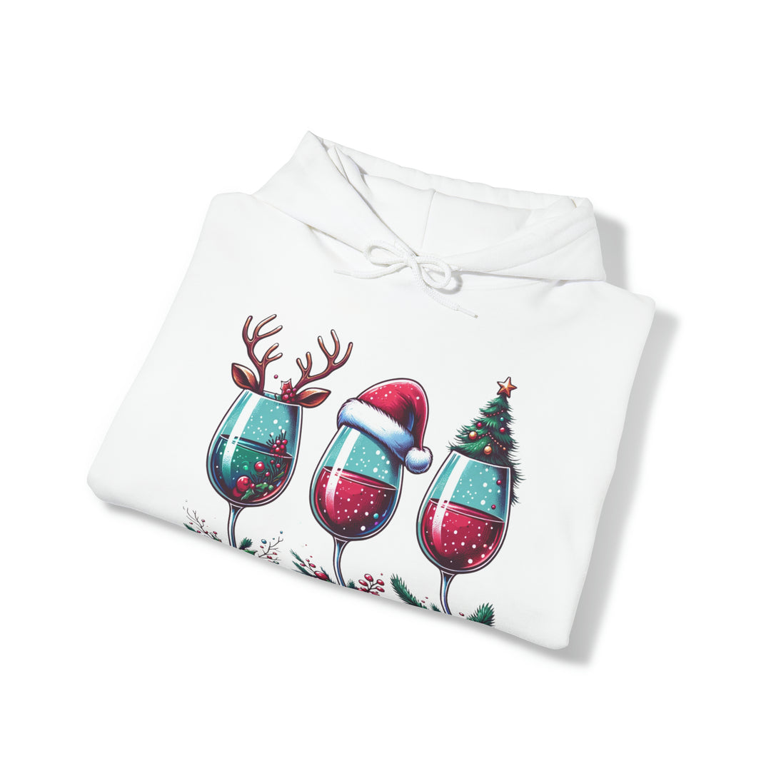 Wine Christmas Spirit Glasses Unisex Hoodie - Wave Fusions