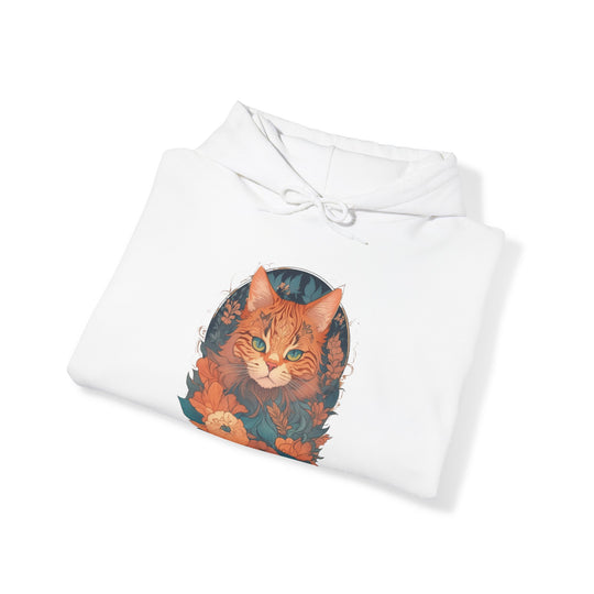 Garden Gaze Cat Petals and Paws Hoodie - Blooming Cat