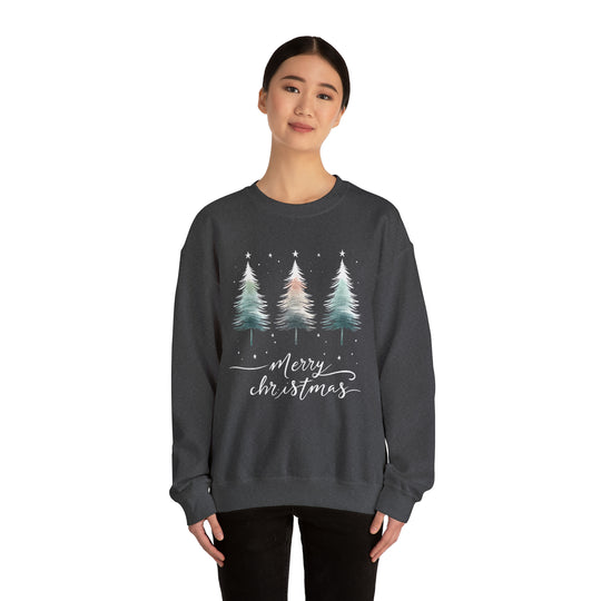 Starry Night Watercolor Christmas Trees Unisex Sweatshirt - Wave Fusions