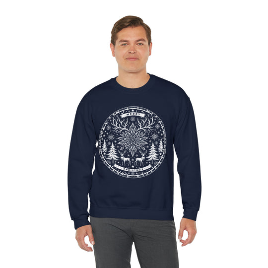 Snowflake Majesty Christmas Medallion Unisex Sweatshirt - Wave Fusions