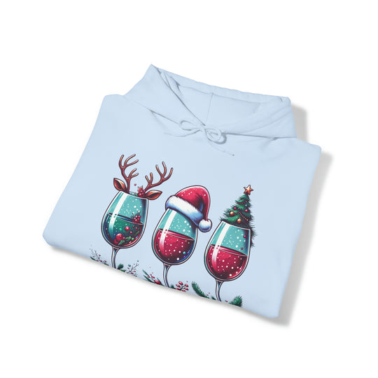 Wine Christmas Spirit Glasses Unisex Hoodie - Wave Fusions