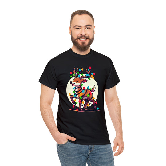 Reindeer Radiance Christmas Cheer Unisex T Shirt - Wave Fusions