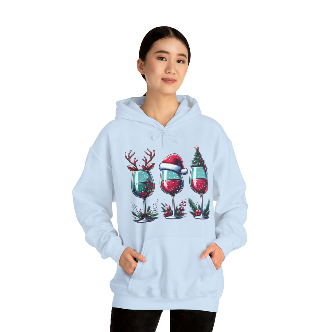 Wine Christmas Spirit Glasses Unisex Hoodie - Wave Fusions