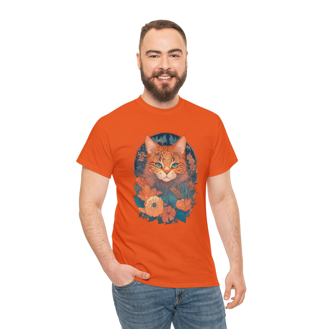 Garden Gaze Cat Petals and Paws T-shirt - Blooming Cat