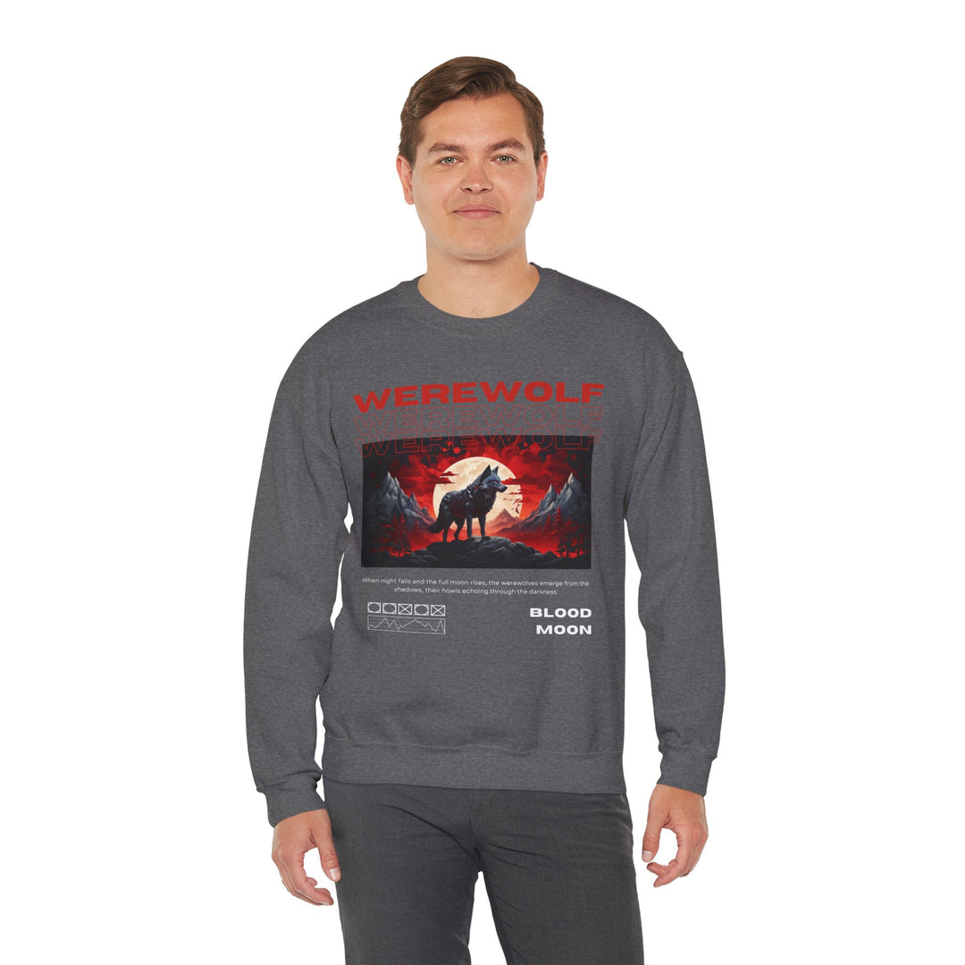 Blood Moon Werewolf Sweatshirt- Moonlit Mountain Lore