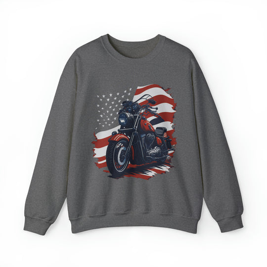 USA Flag Vintage Bike Unisex Heavy Blend Crewneck Sweatshirt - Wave Fusions