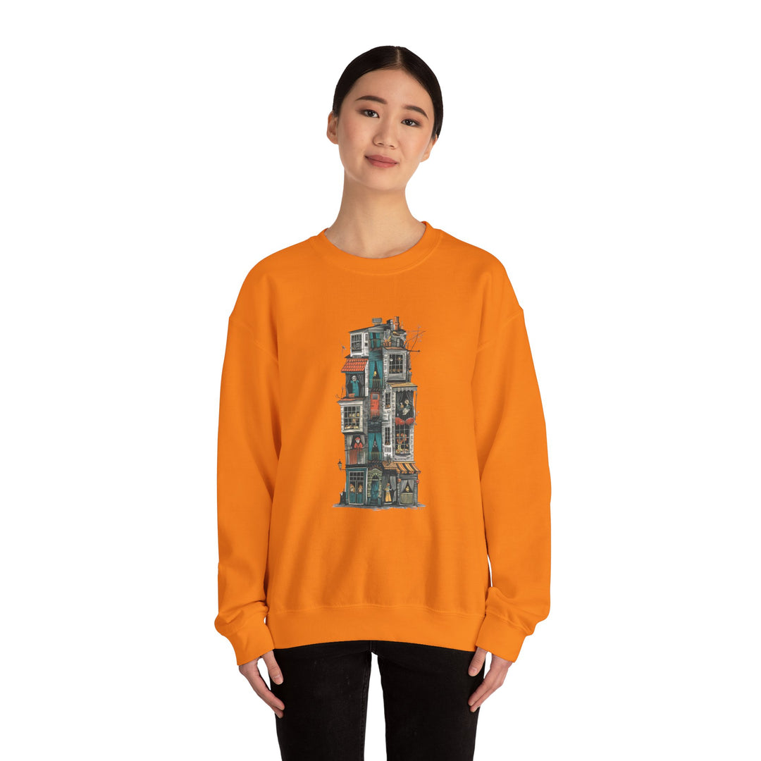 Whimsical Neighbors - Cozy Townhouse Sweatshirt