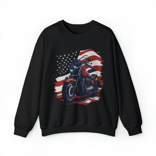 USA Flag Vintage Bike Unisex Heavy Blend Crewneck Sweatshirt - Wave Fusions