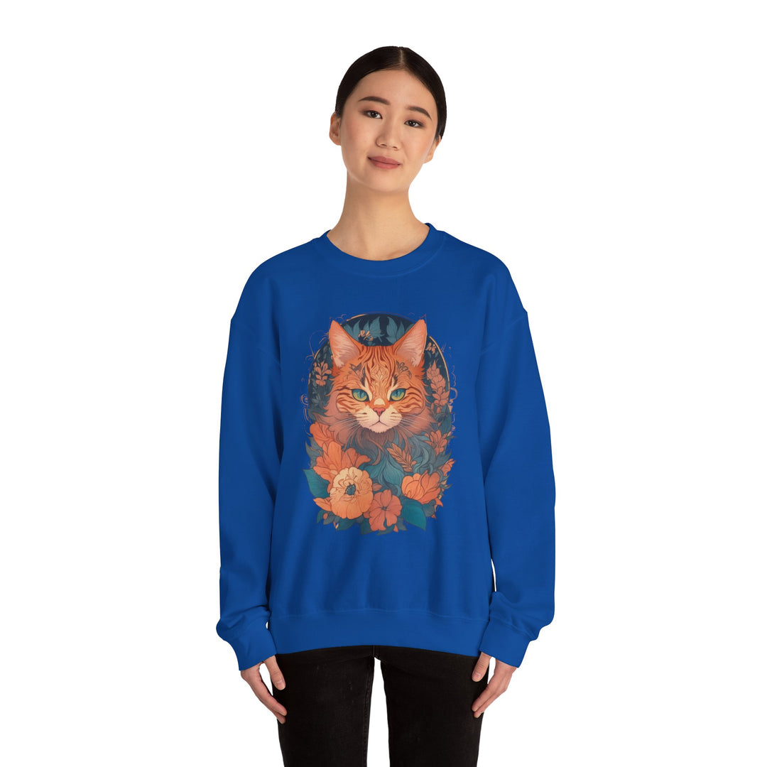 Garden Gaze Cat Petals and Paws Sweatshirt - Blooming Cat