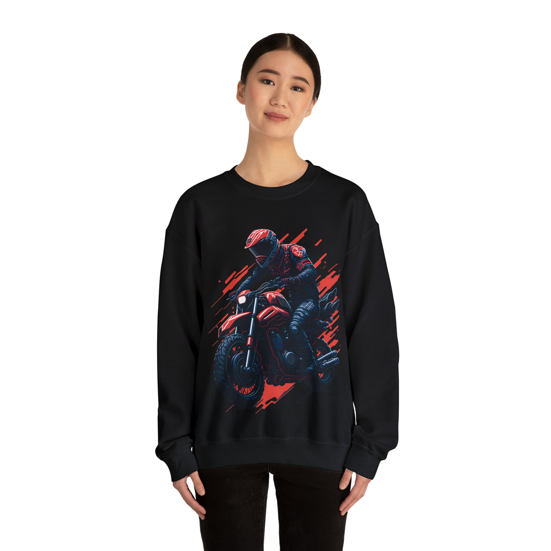 Biker Unisex Heavy Blend Crewneck Sweatshirt - Wave Fusions