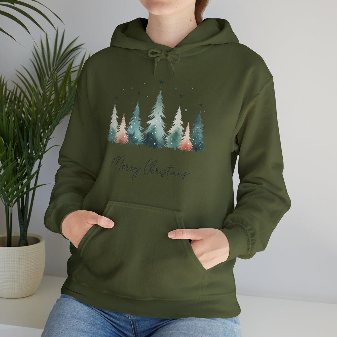 Star & Snow Cute Christmas Trees Unisex Hoodie - Wave Fusions