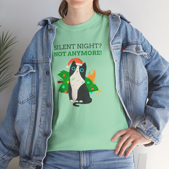 Silent Night Chaos Cat Christmas Tee