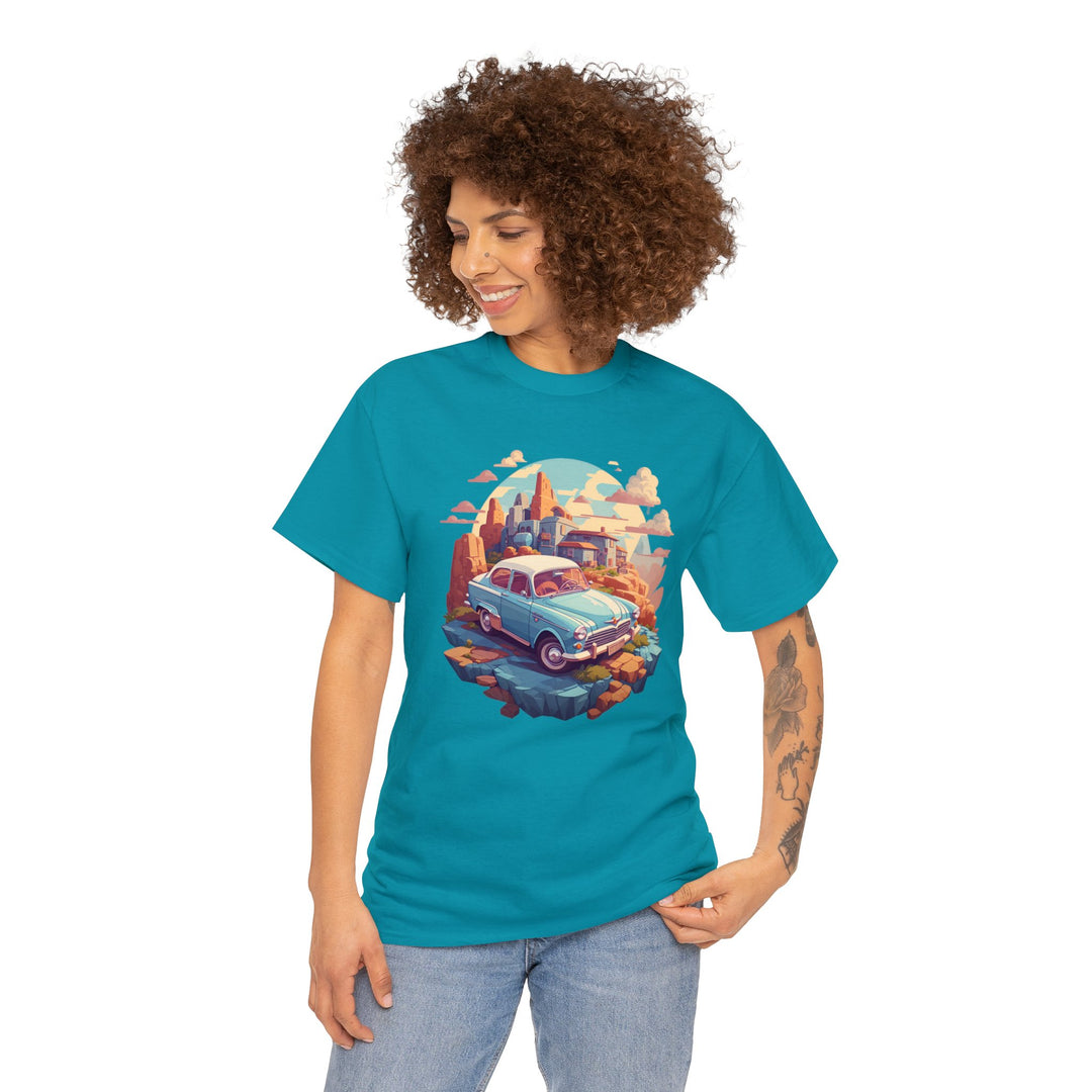 Vintage Car Sky City T-shirt - Vintage City Fashion