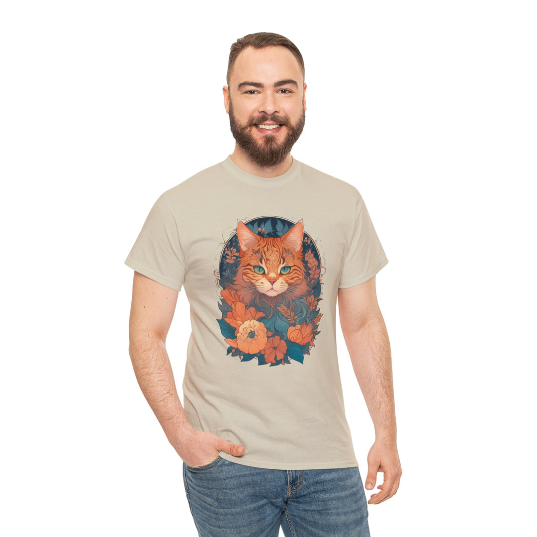 Garden Gaze Cat Petals and Paws T-shirt - Blooming Cat