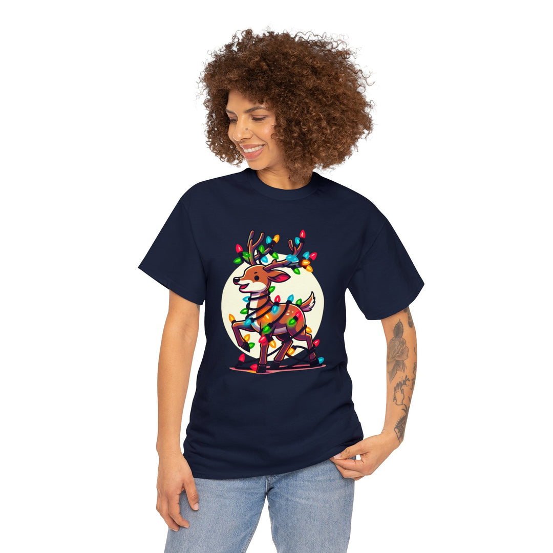 Reindeer Radiance Christmas Cheer Unisex T Shirt - Wave Fusions