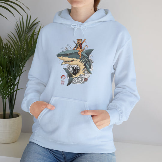 Shark Rider Cat Hoodie - Aquatic Adventure Gear