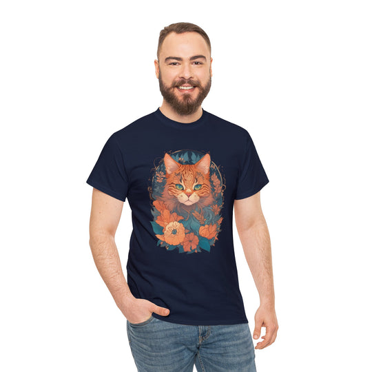 Garden Gaze Cat Petals and Paws T-shirt - Blooming Cat