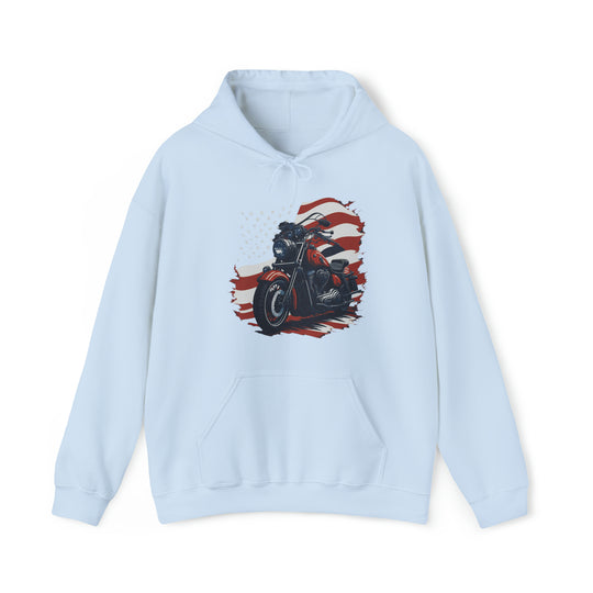 USA Flag Vintage Bike Unisex Hoodie - Wave Fusions