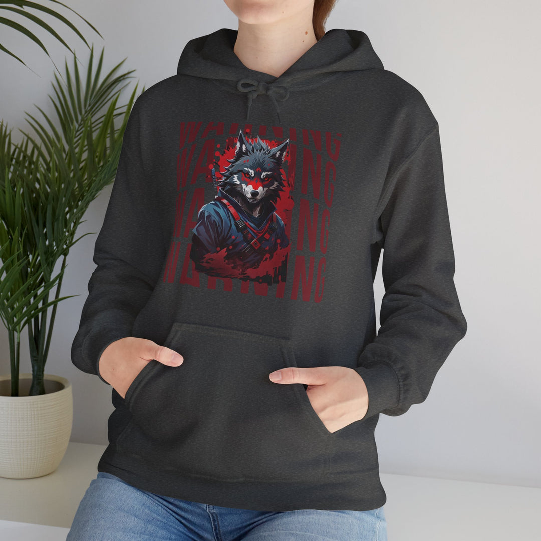 Warning! Warrior Wolf Hoodie - Majestic Wolf