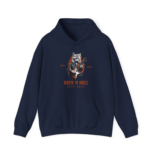 Rock N Roll Cat Guitarist Hoodie- Happy Tunes