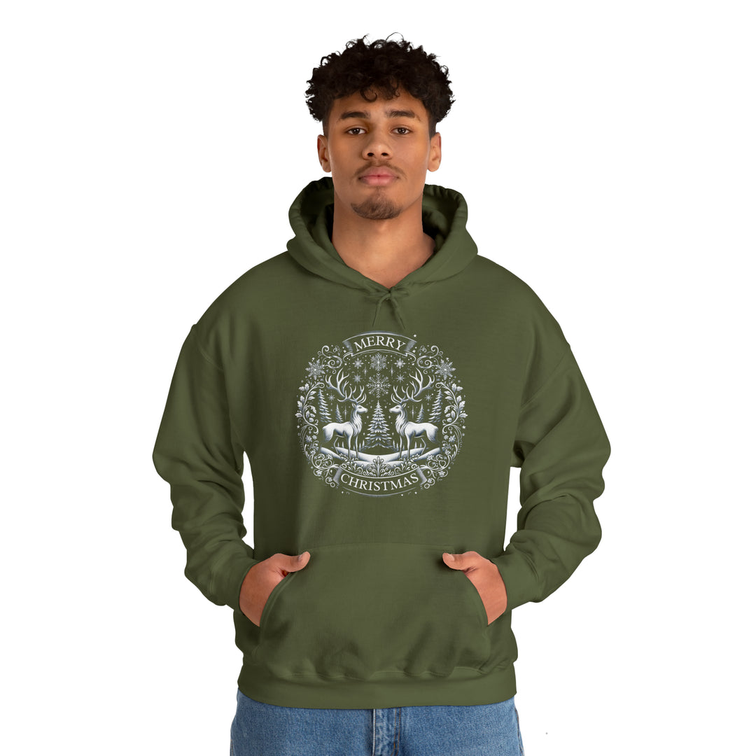 Woodland Reindeer Christmas Elegance Unisex Hoodie - Wave Fusions