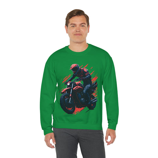 Biker Unisex Heavy Blend Crewneck Sweatshirt - Wave Fusions