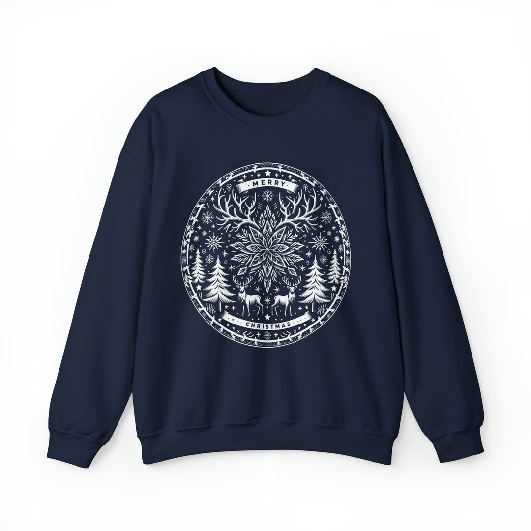 Snowflake Majesty Christmas Medallion Unisex Sweatshirt - Wave Fusions